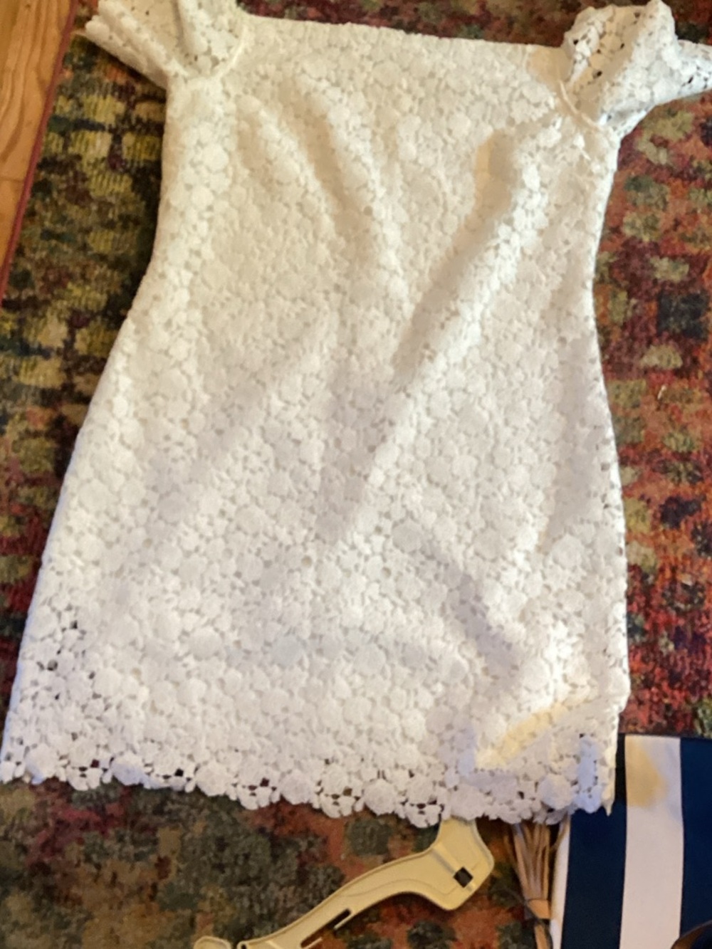 White Lace Short Sleeve Dress - Classic Women's Dress